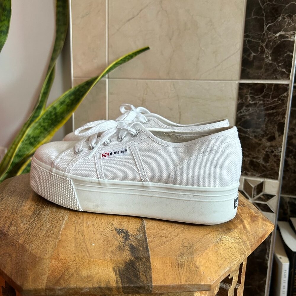 White Superga Platform Sneakers